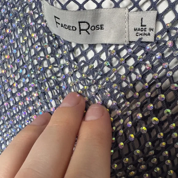 Faded rose Mesh tank top with sequins size L - Picture 2 of 7